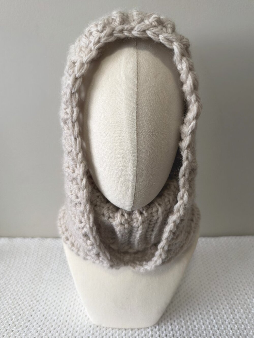 Handmade Crochet 3-in-1 Chunky Dove Grey Turtleneck Balaclava Hood